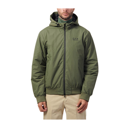 EA7 Giacca Uomo Sportiva Verde con Cappuccio Regular Fit