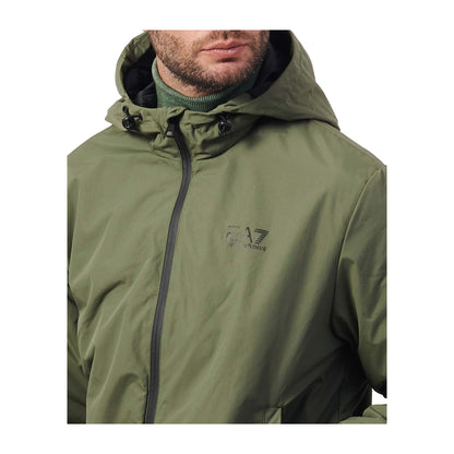 EA7 Giacca Uomo Sportiva Verde con Cappuccio Regular Fit