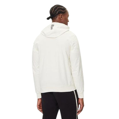 Felpa Uomo Bianca con cappuccio dotato di coulisse e logo frontale 