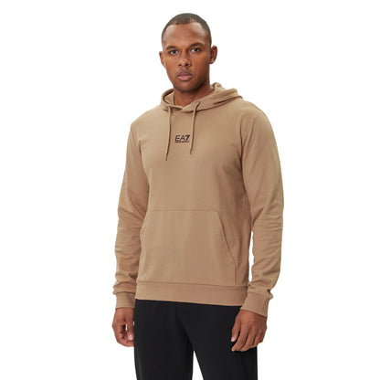 Felpa Uomo Beige, con cappuccio e tasca a marsupio