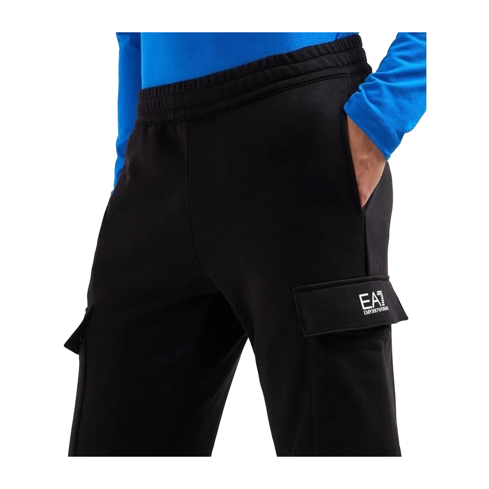 EA7 Pantaloni Uomo da tuta con tasche cargo Nero