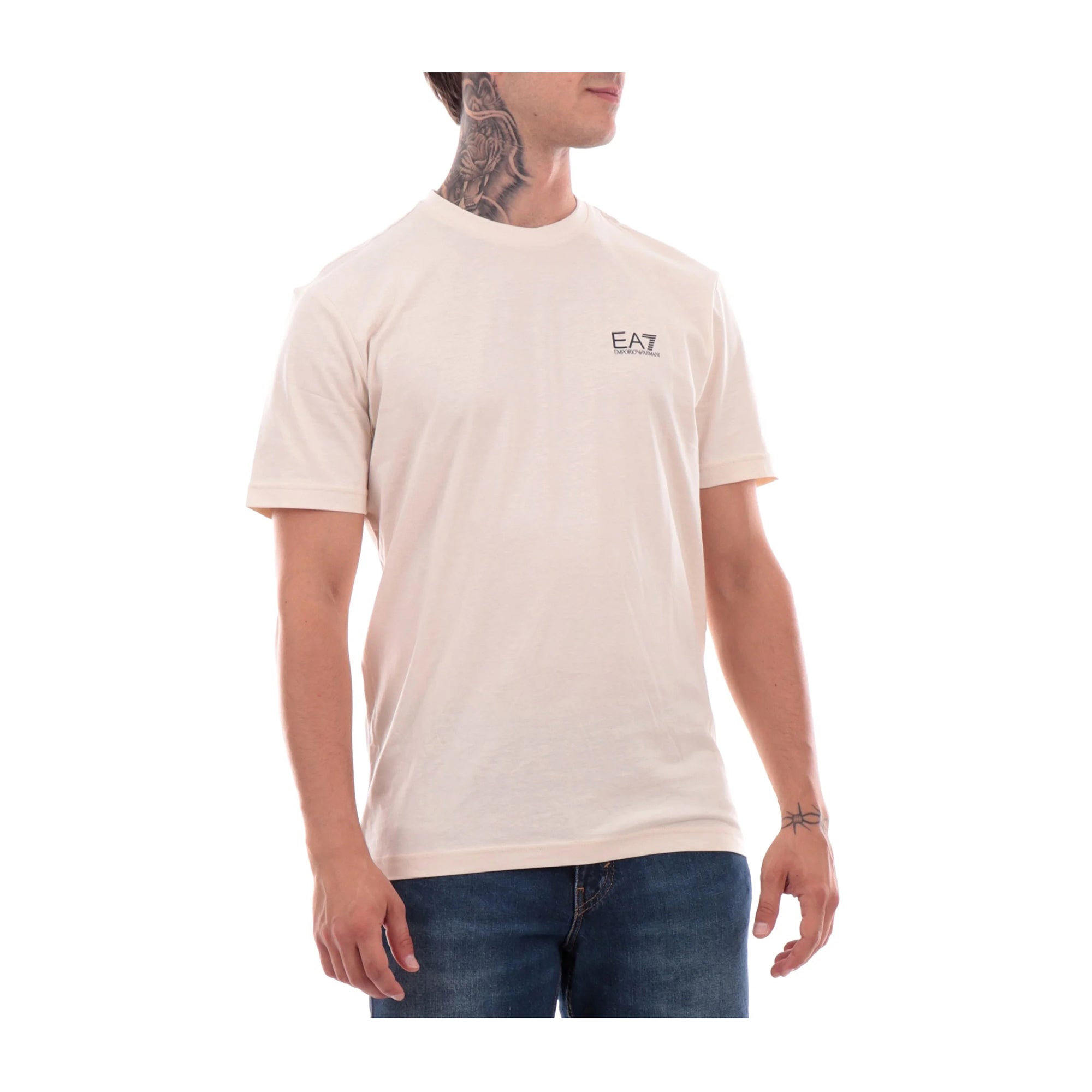 EA7 T-shirt Uomo Beige in Cotone