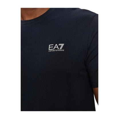 EA7 T-shirt Uomo tinta unita Blu con logo mini sul petto