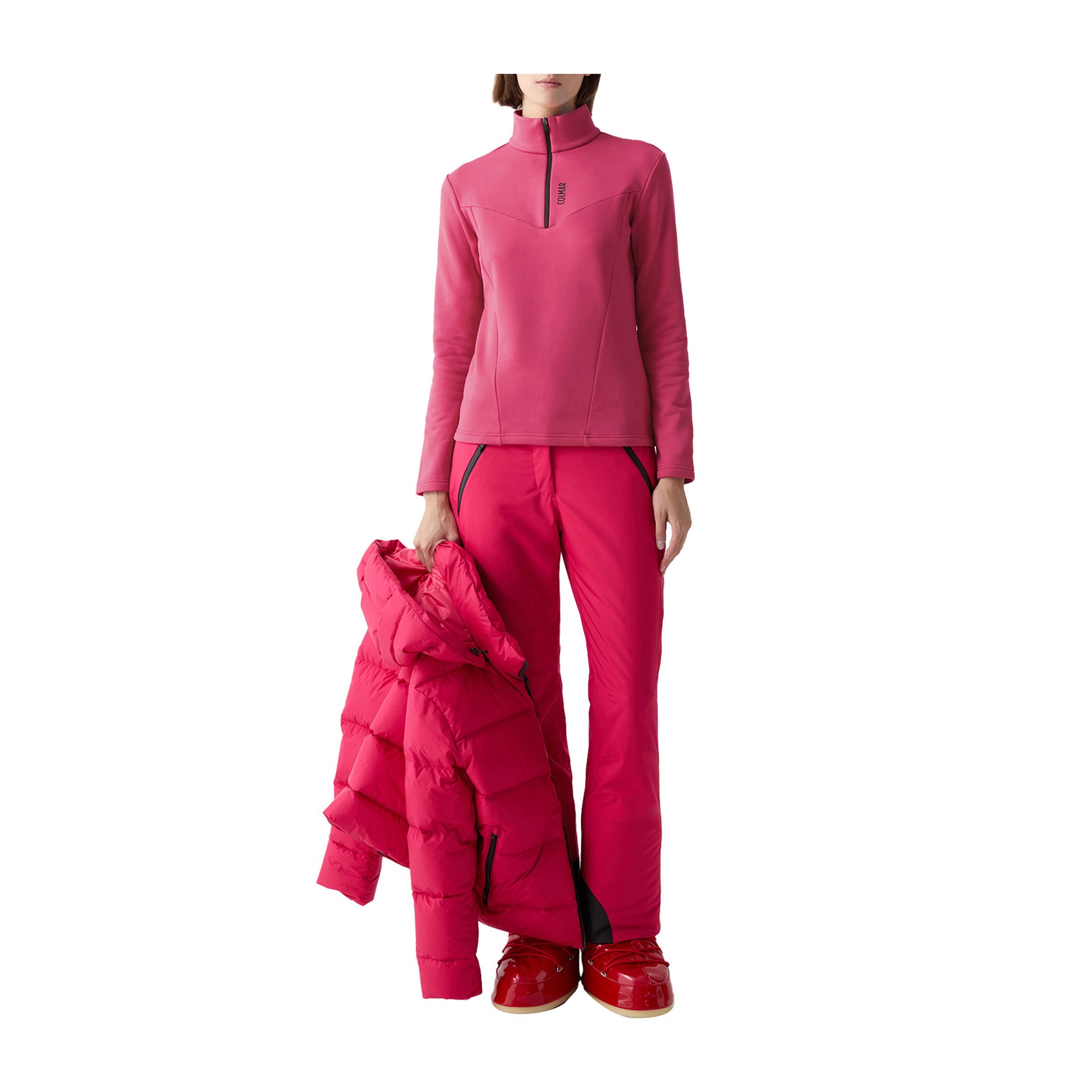 Pile da sci stretch mezza zip Fucsia