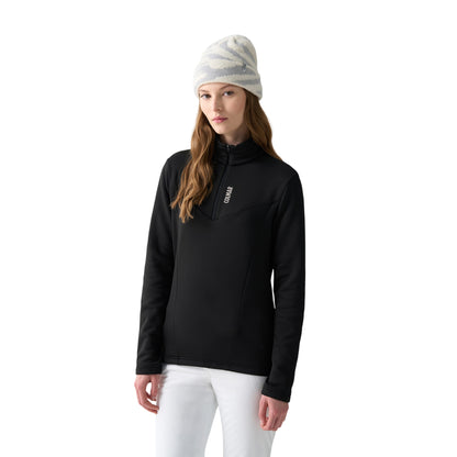 Pile da Sci Donna con zip 1/4 Nero modella frontale