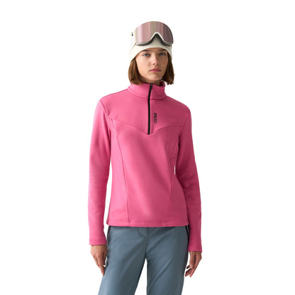 Pile da Sci Donna con zip 1/4 Fucsia modella frontale