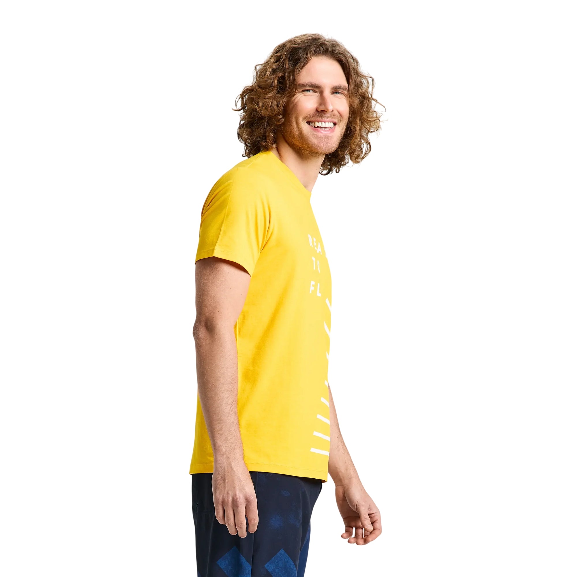 T-shirt Uomo Foil Gialla, con stampa frontale a contrasto frontale