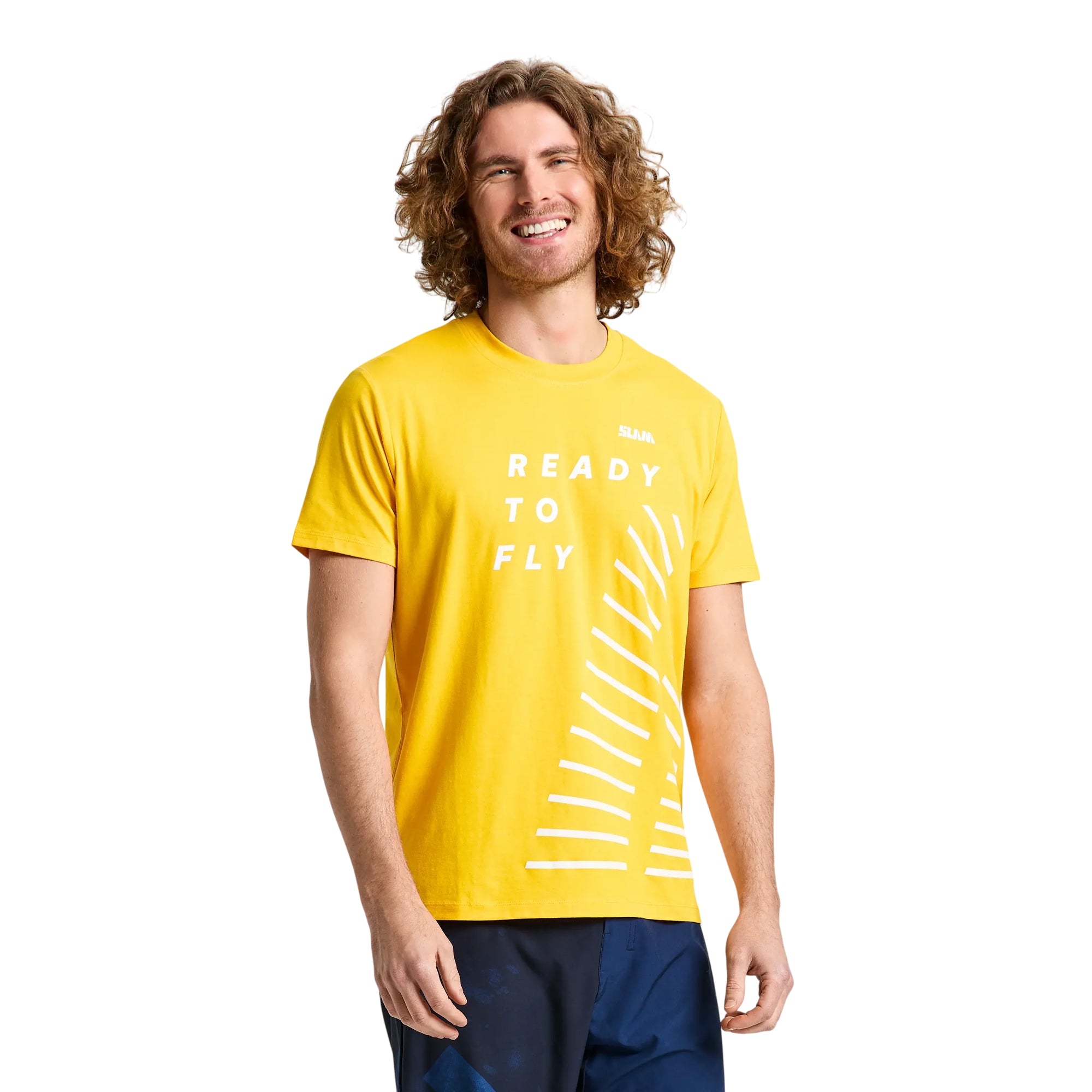 T-shirt Uomo Foil Gialla, con stampa frontale a contrasto frontale