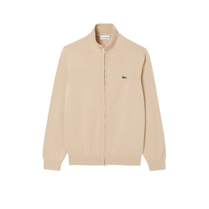 Pullover Uomo full zip, con bordi a costine e coccodrillo iconico
