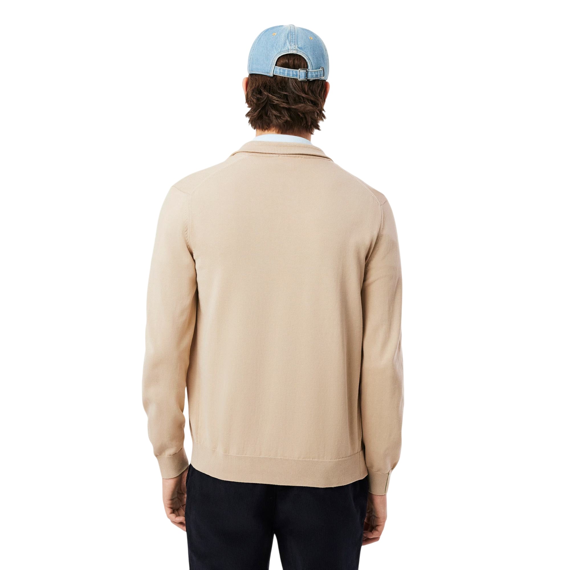 Pullover Uomo full zip, con bordi a costine e coccodrillo iconico