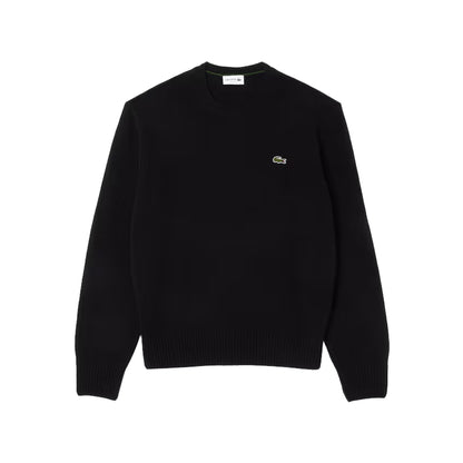 Lacoste Maglione Uomo girocollo in lana cardata Nero