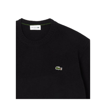 Lacoste Maglione Uomo girocollo in lana cardata Nero