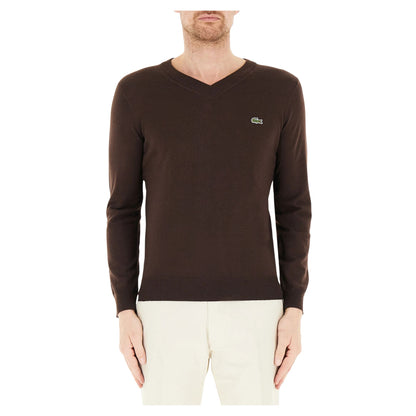 Pullover Uomo con scollo a V marrone modello frontale