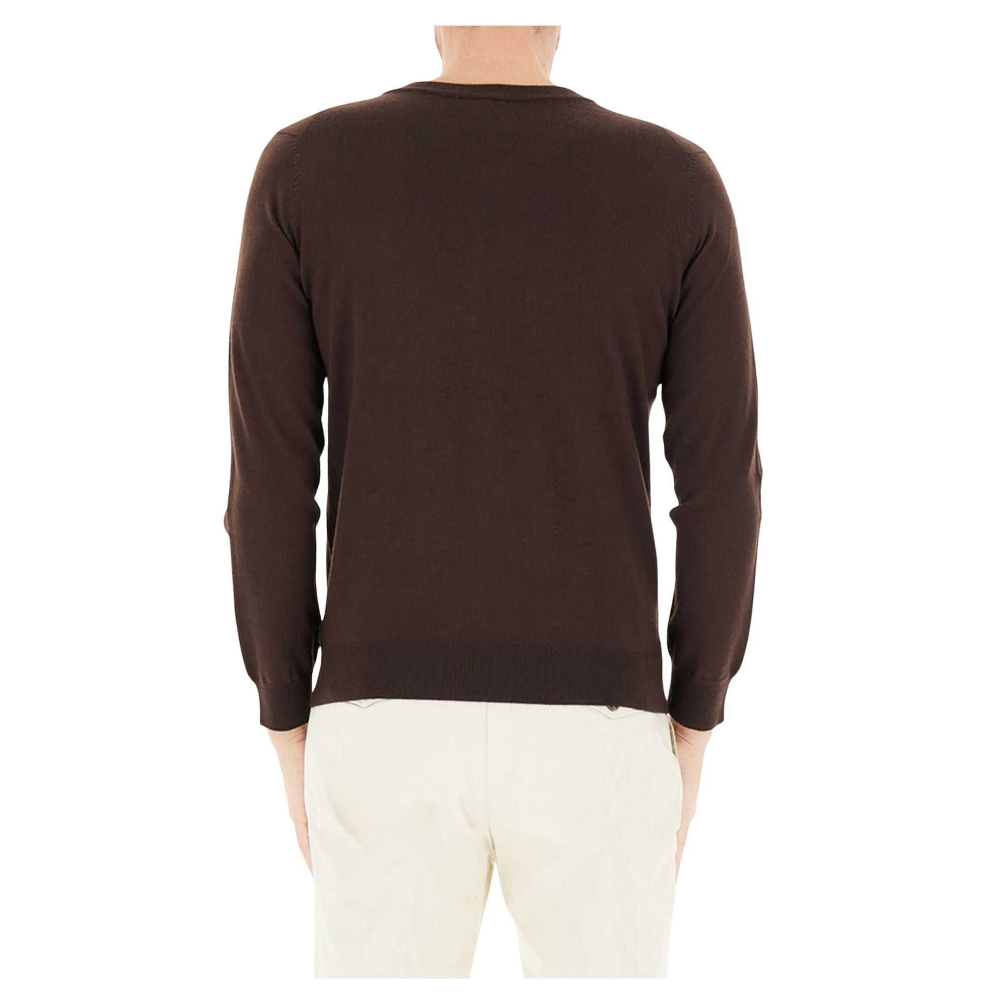Pullover Uomo con scollo a V marrone modello retro