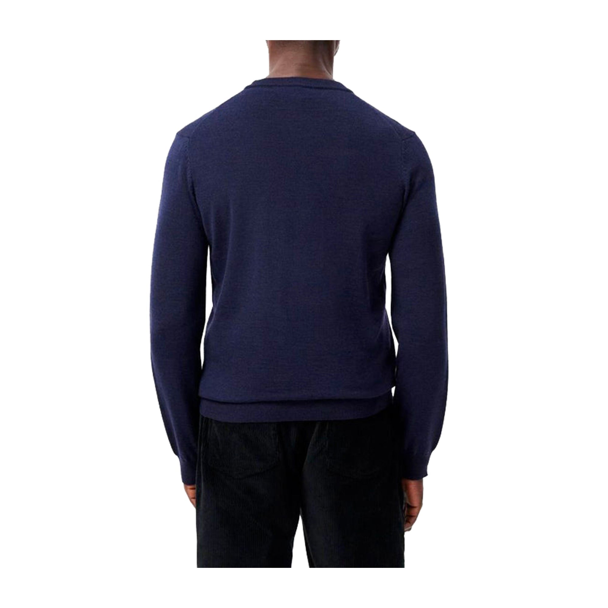 Pullover Uomo Navy a girocollo, in misto lana, con coccodrillo iconico 