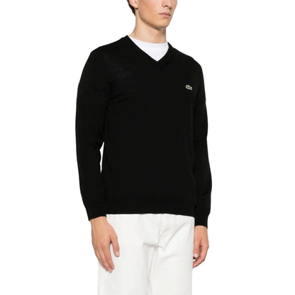 Pullover Uomo Nero in misto lana, dal design minimal 