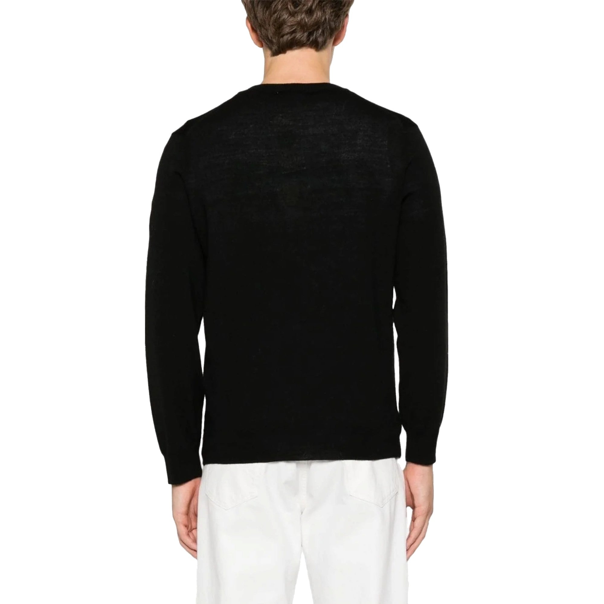 Pullover Uomo Nero in misto lana, dal design minimal 