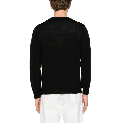 Pullover Uomo Nero in misto lana, dal design minimal 