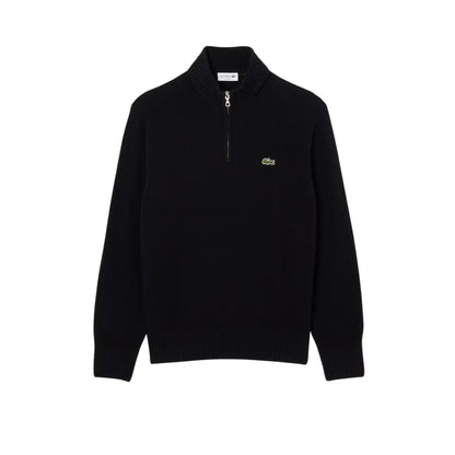 Maglione a collo alto in lana cardata con zip