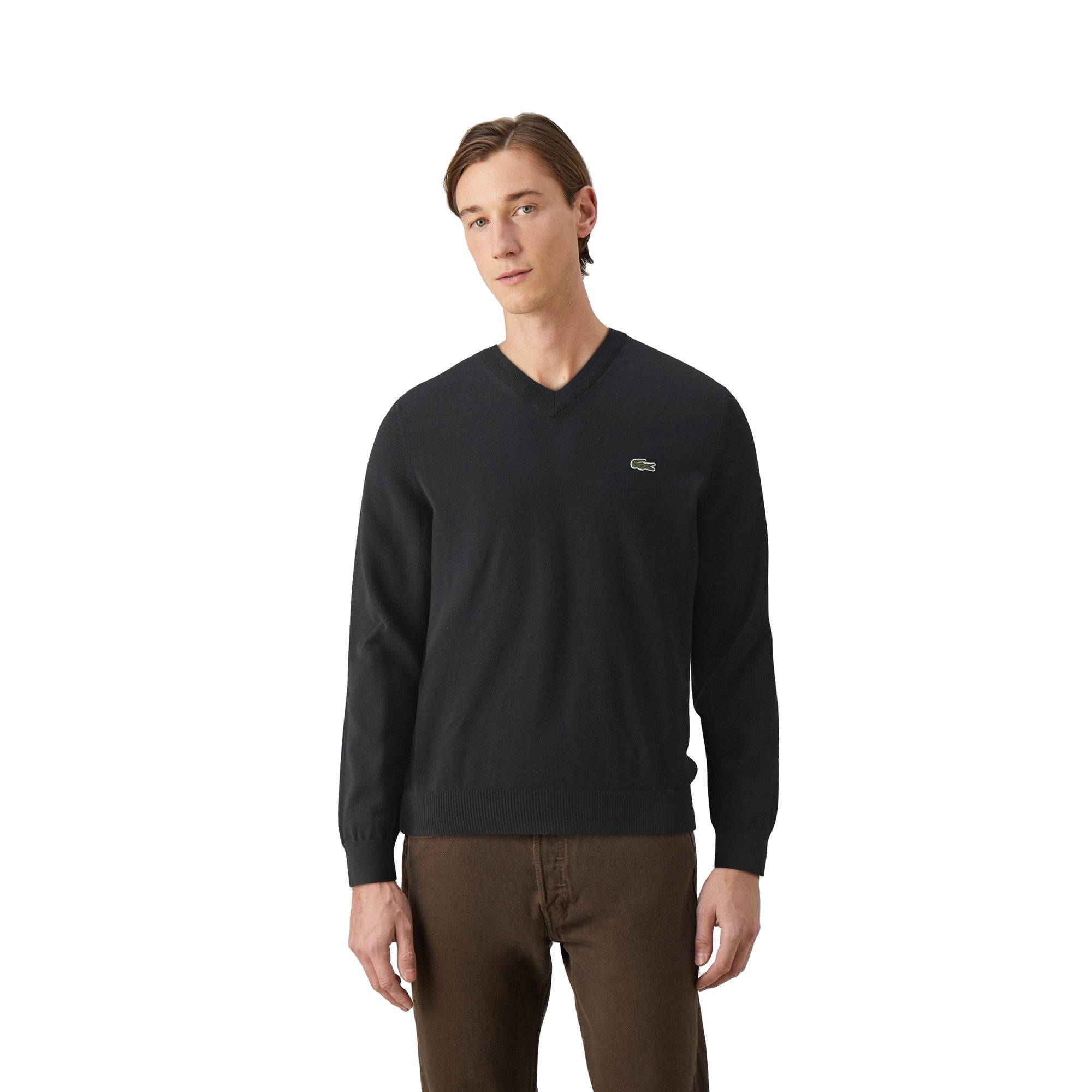 Pullover Uomo con scollo a V Nero modello frontale