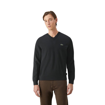 Pullover Uomo con scollo a V Nero modello frontale