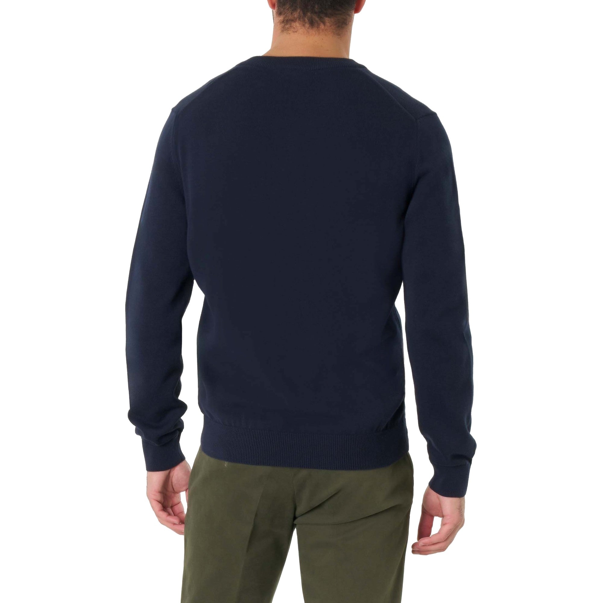 Pullover Uomo con scollo a V Navy modello retro