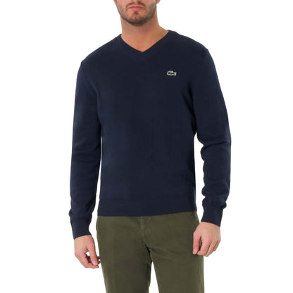 Pullover Uomo con scollo a V Navy modello frontale