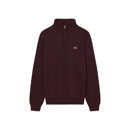 Maglia Uomo Bordeaux in jersey di cotone, con scollo mezza zip