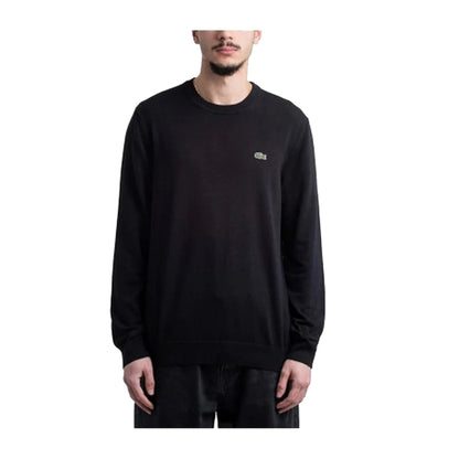 Pullover Uomo Nero in misto cotone, dal design minimal, a girocollo