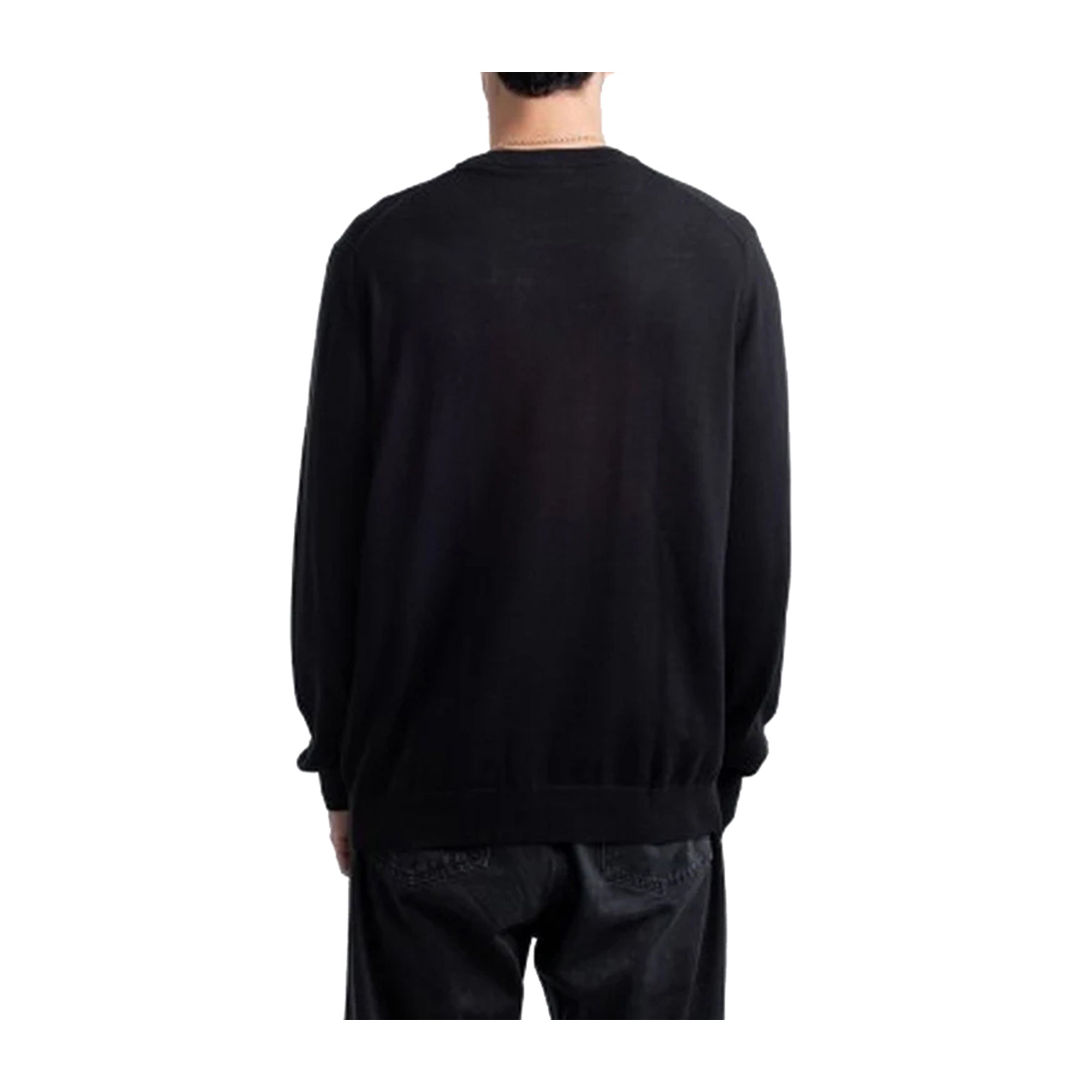 Pullover Uomo Nero in misto cotone, dal design minimal, a girocollo