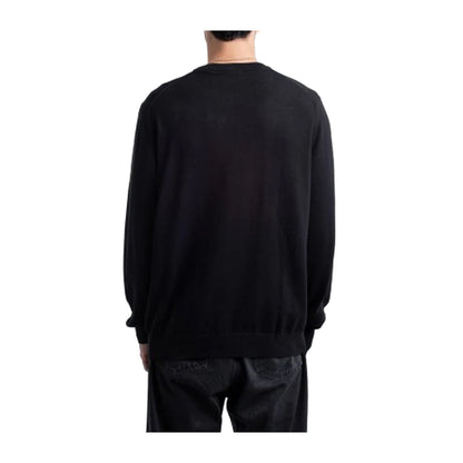 Pullover Uomo Nero in misto cotone, dal design minimal, a girocollo