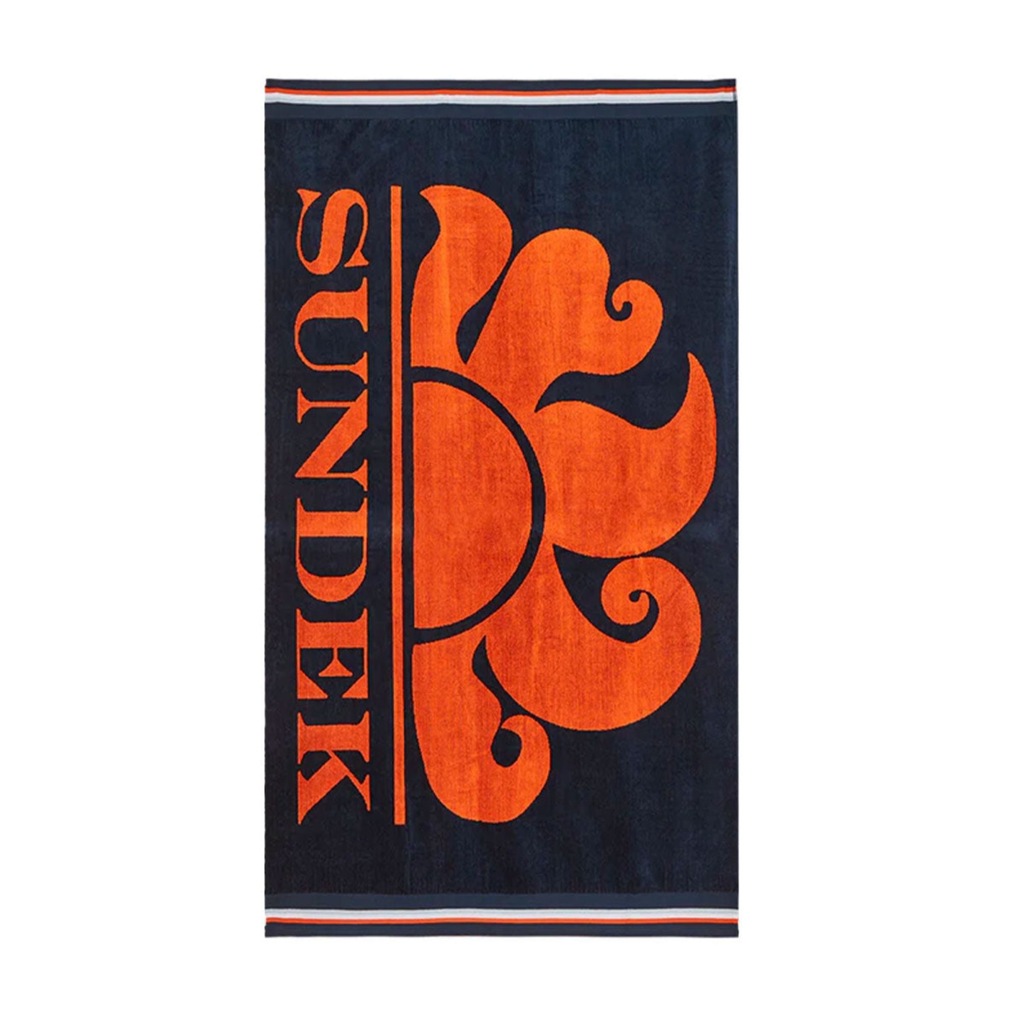 Telo Mare Unisex Navy con stampa logo Arancione e bordi con dettaglio a contrasto
