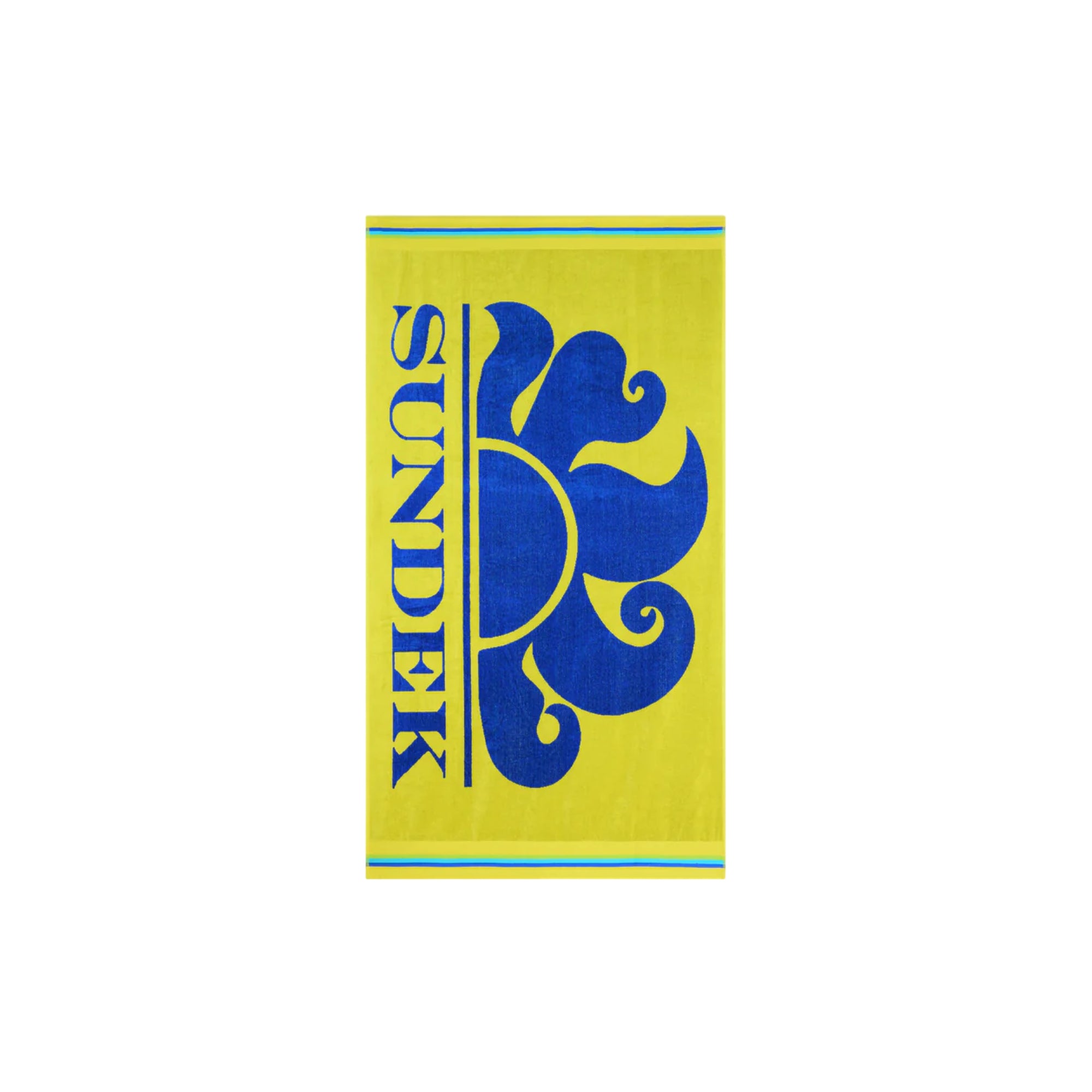 Telo Mare Unisex Giallo, con logo Blu e bordi con dettaglio a contrasto