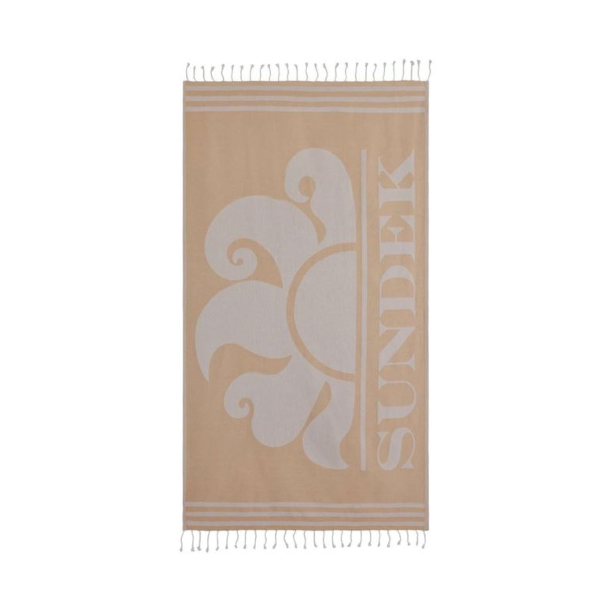 Telo Mare Unisex Beige con stampa logo e frange