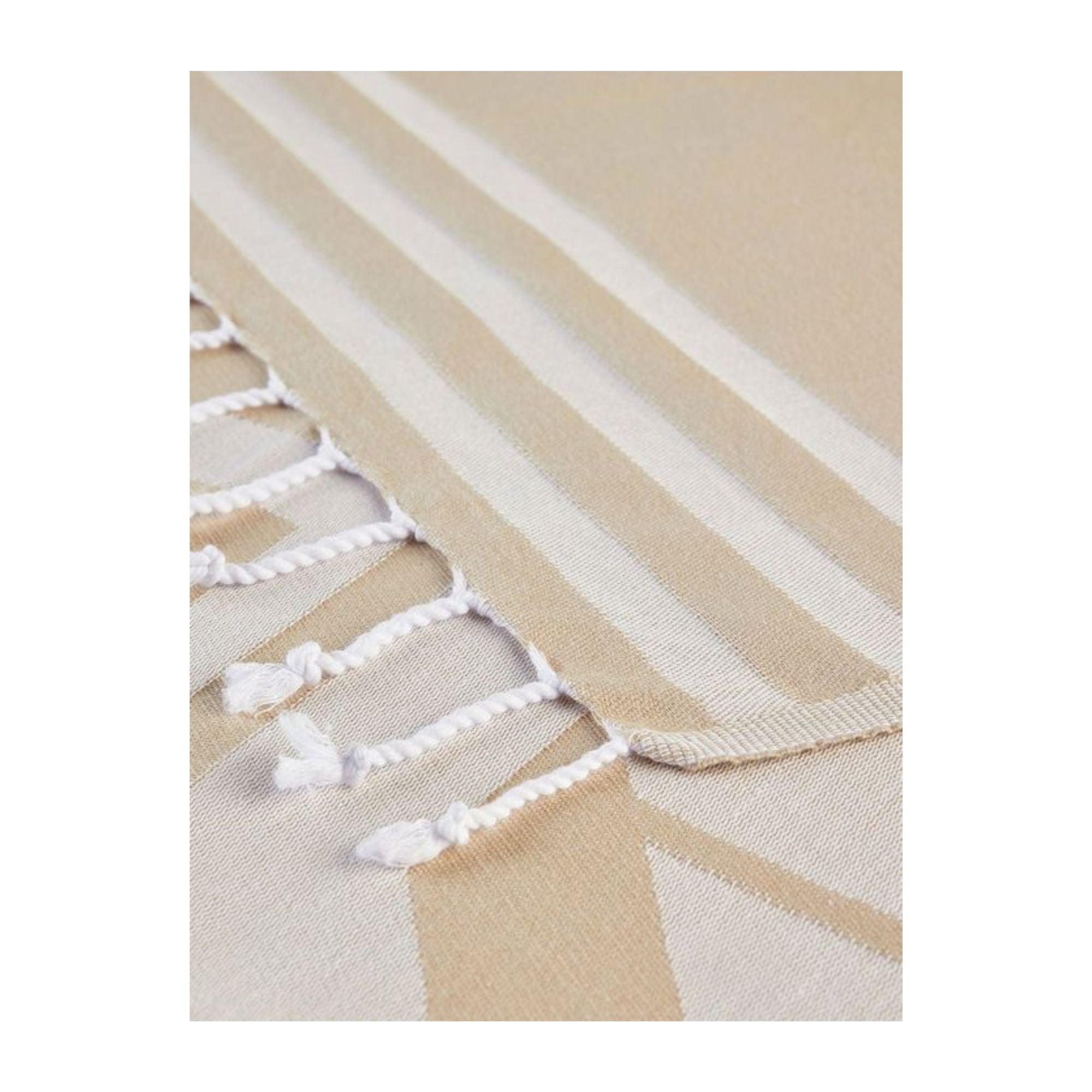 Telo Mare Unisex Beige con stampa logo e frange