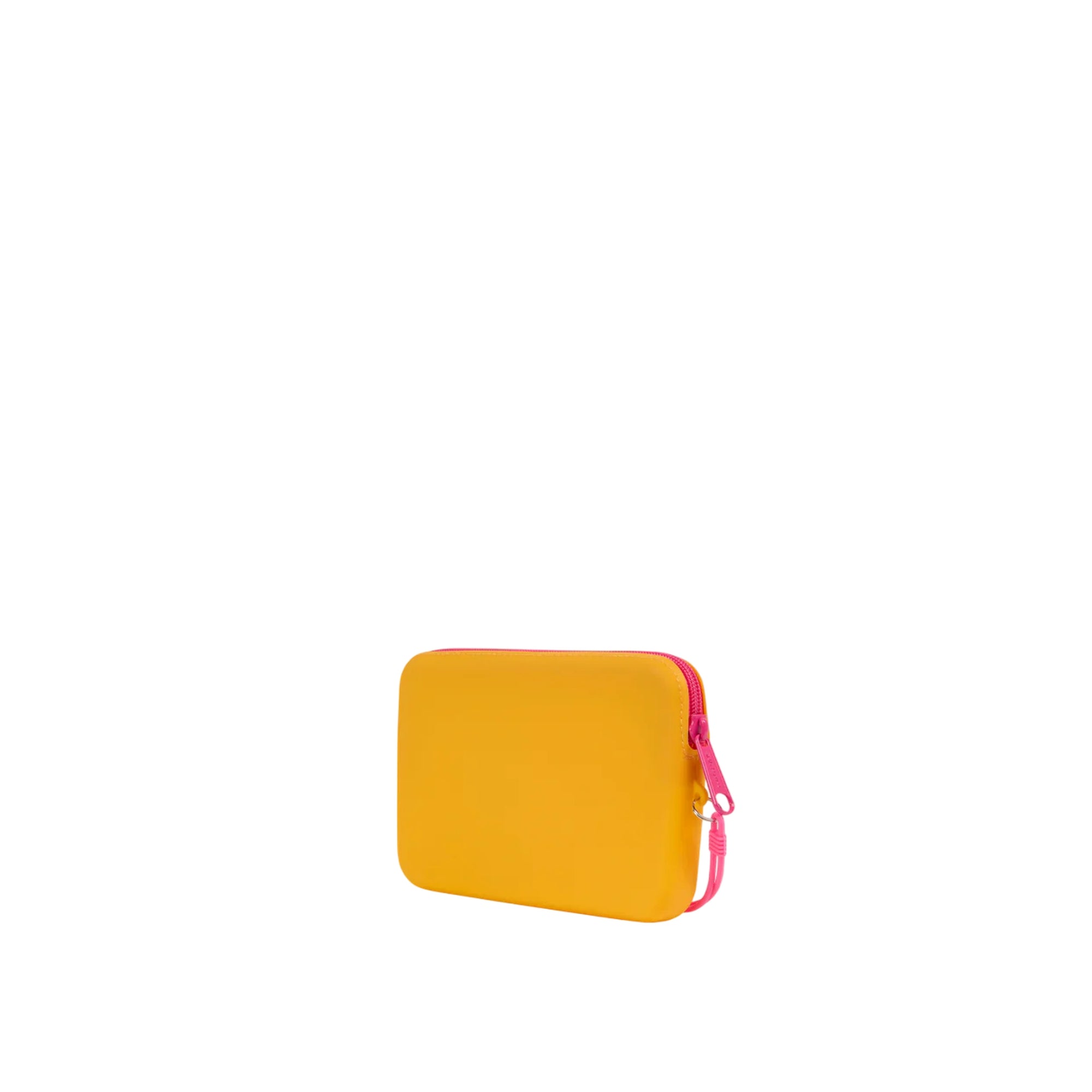 Pochette Unisex Arancione con logo Fucsia, realizzata in gomma