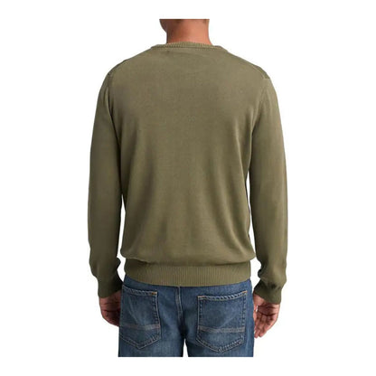 Maglia Uomo Verde, in filo di cotone con scollo a costine