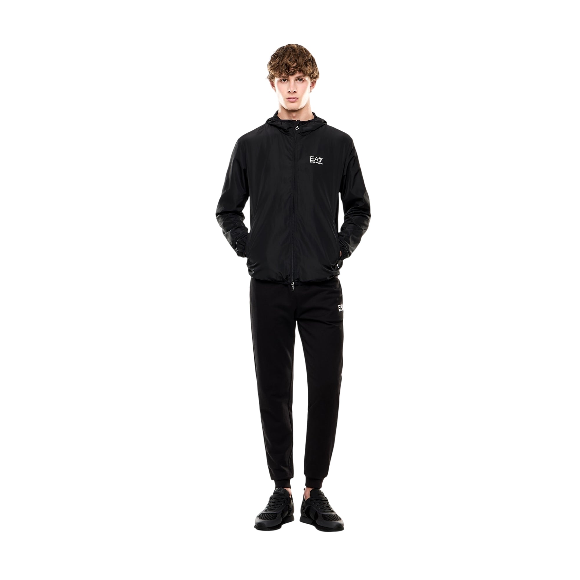 Giacca Uomo Nera in nylon con logo