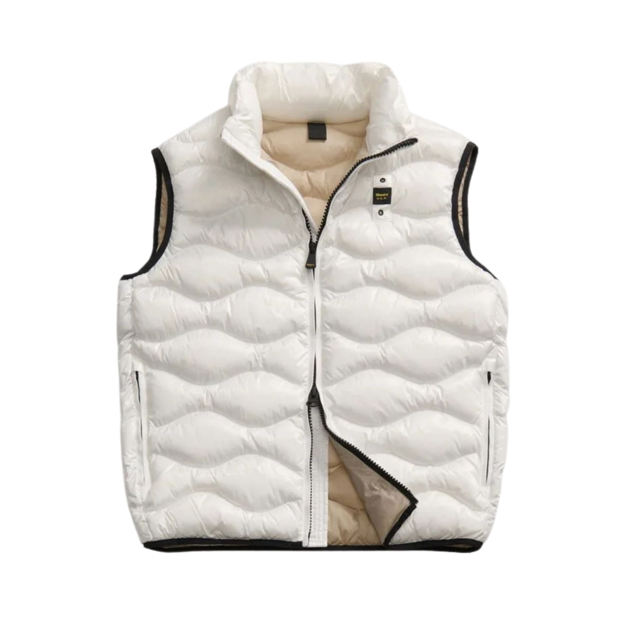 Gilet Uomo con impunture ad onda e bordo a contrasto