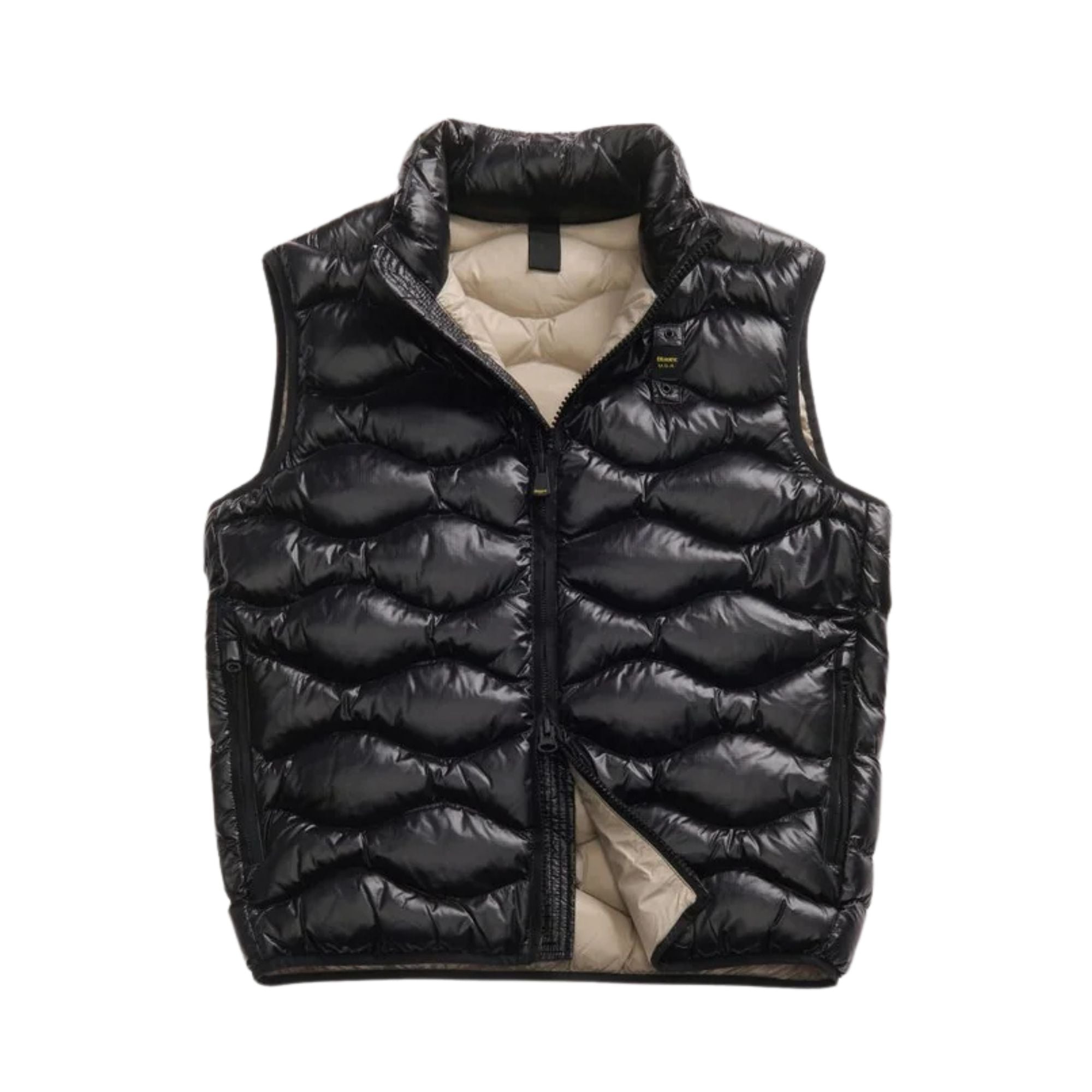 Gilet Uomo Nero, con impunture ad onda e passante logo