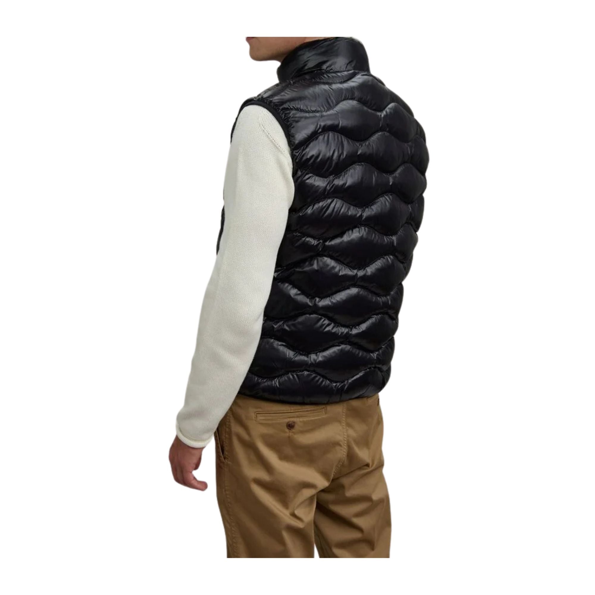 Gilet Uomo Nero, con impunture ad onda e passante logo