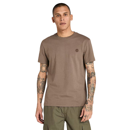 T-shirt Uomo Dunstan River Marrone, con scollatura girocollo e logo ad albero 