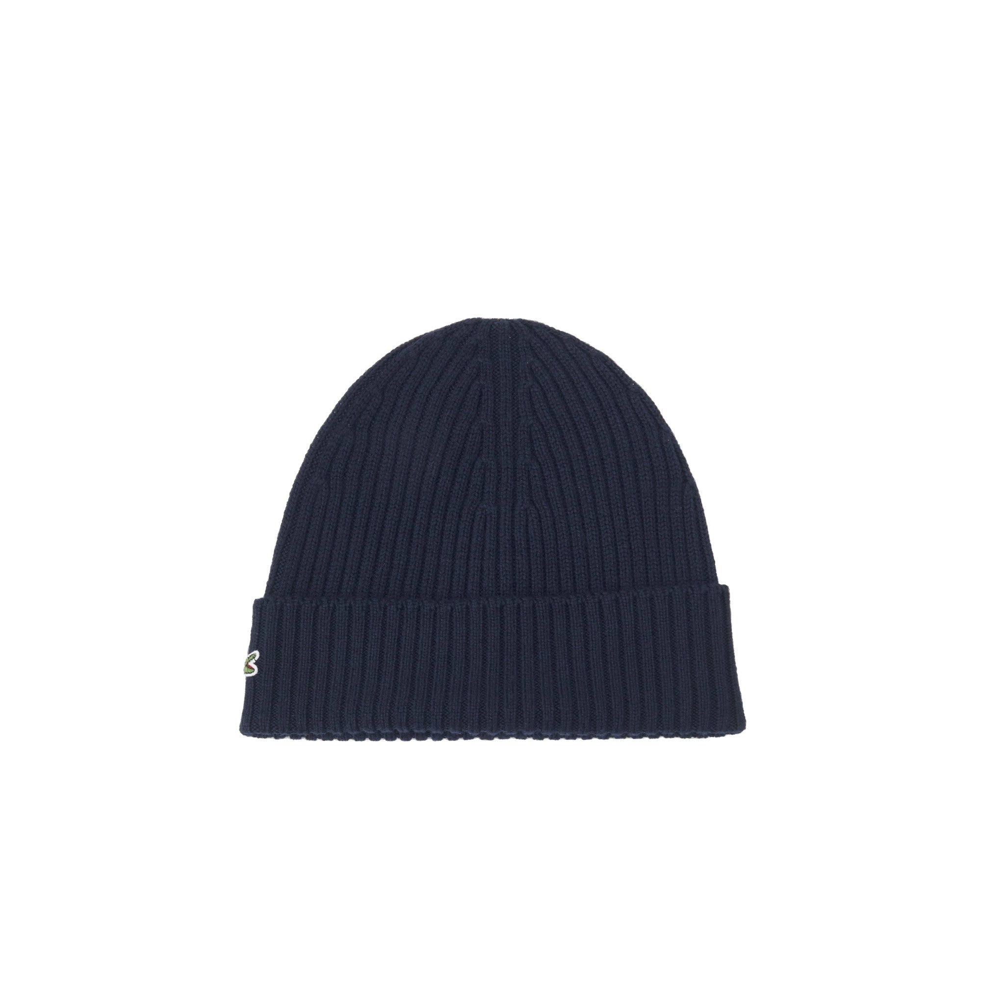 Cappello Uomo in maglia di lana Navy, con risvolto sul fondo 