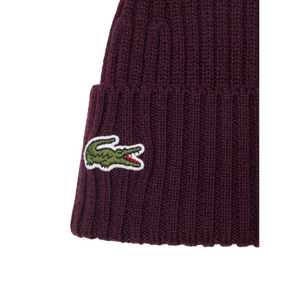 Cappello Uomo in maglia di lana Bordeaux, con risvolto sul fondo