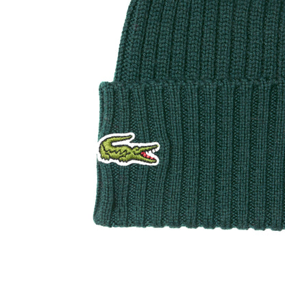 Cappello Uomo in maglia di lana Verde, con risvolto sul fondo