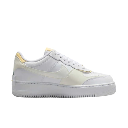 Sneakers Donna Air Force 1 Shadow Bianca, con inserti Giallo a contrasto 
