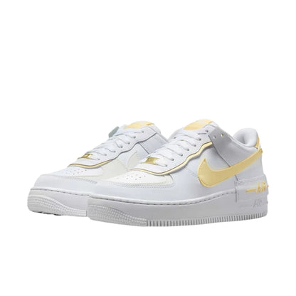 Sneakers Donna Air Force 1 Shadow Bianca, con inserti Giallo a contrasto 