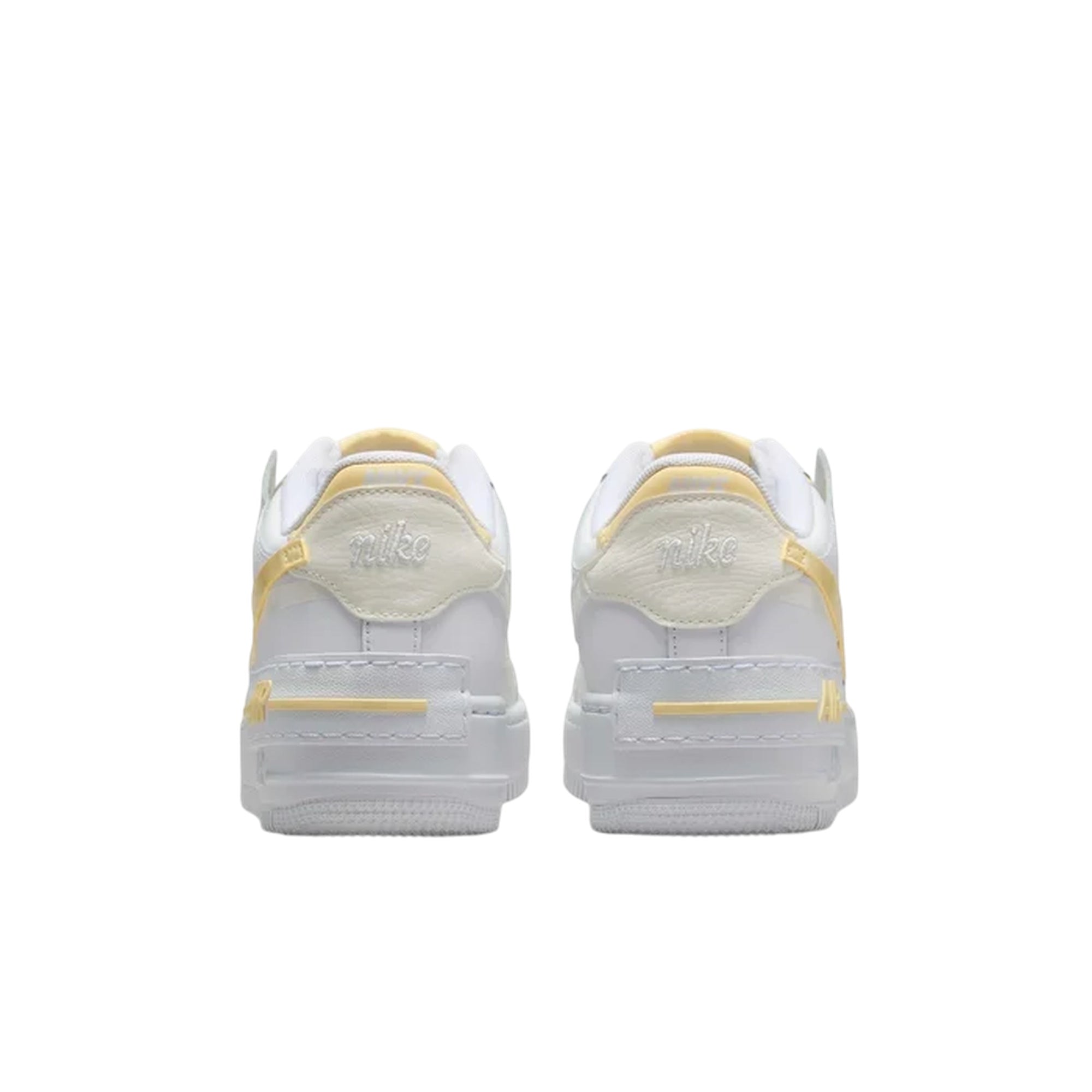 Sneakers Donna Air Force 1 Shadow Bianca, con inserti Giallo a contrasto 