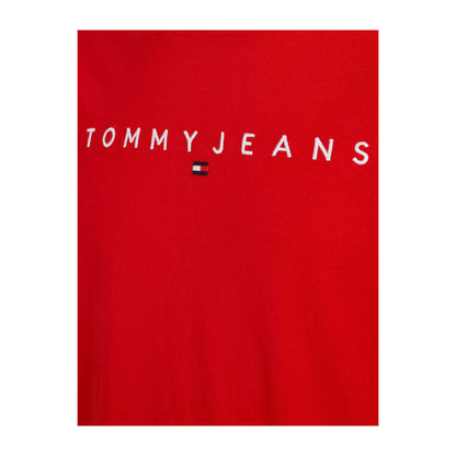 T-shirt Uomo tinta unita rossa con logo lettering lineare frontale