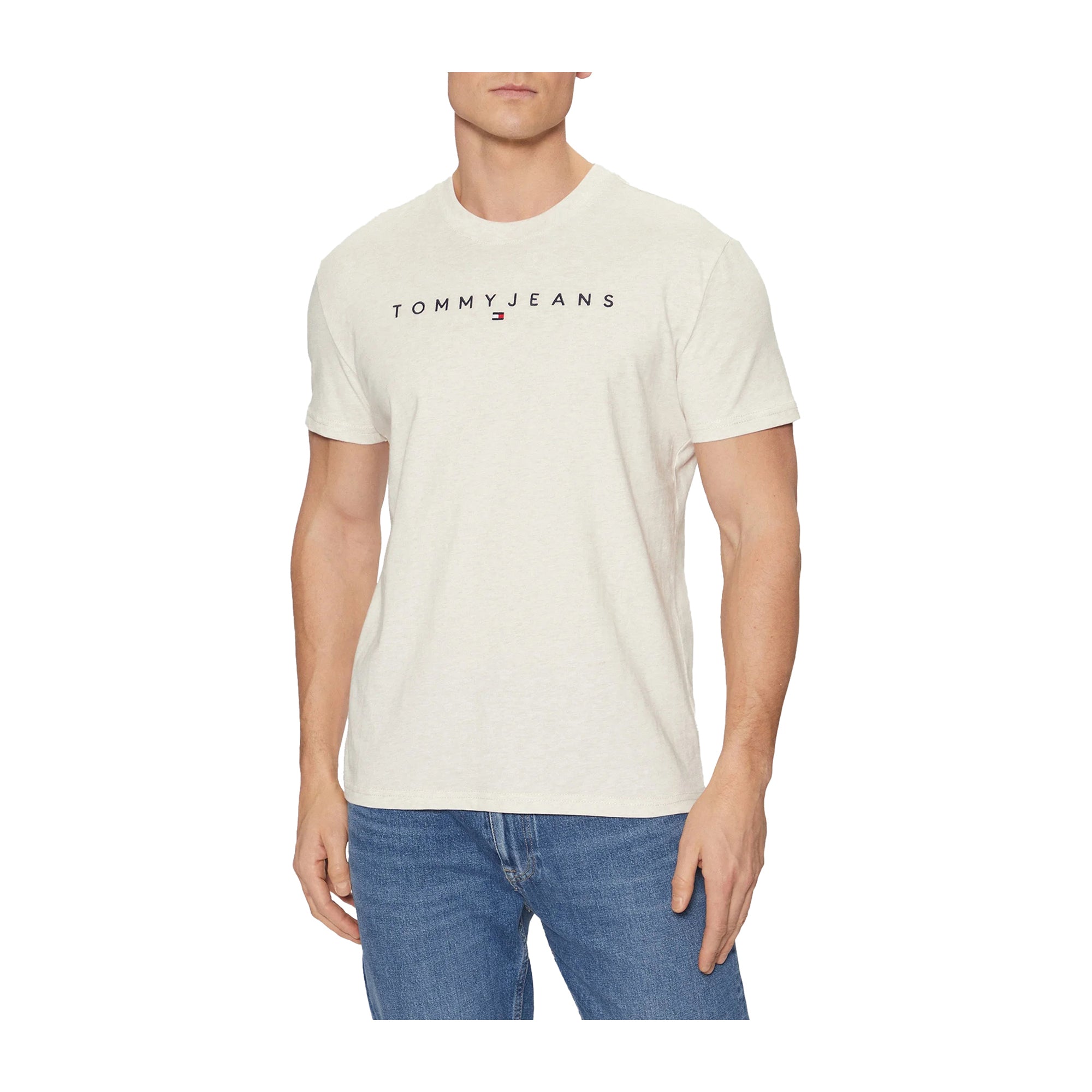 T-shirt Uomo Tommy Hilfiger Linear Logo Beige